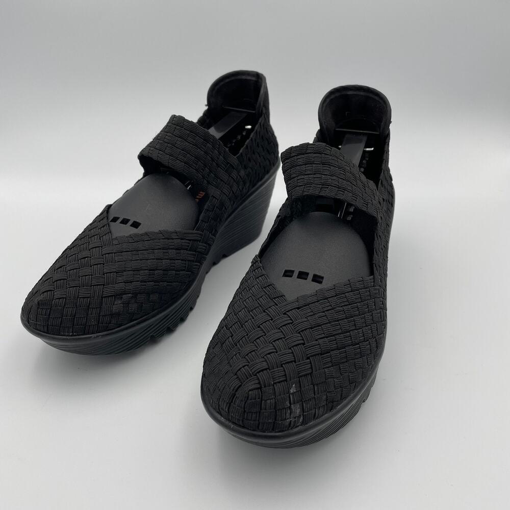 Bernie Mev Lulia Wedge Sandal Womens 39 EU / 8.5 US Black Basketweave Mary Jane
